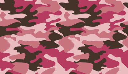 Seamless camouflage pattern background vector. Classic clothing style masking camo repeat print. Pink brown colors texture graphic design for virtual background, online conference, online transmission