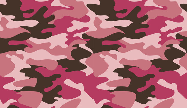 Seamless camouflage pattern background vector. Classic clothing style masking camo repeat print. Pink brown colors texture graphic design for virtual background, online conference, online transmission