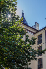 Lviv Old City architecture in the autumn sunny day