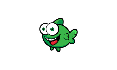Creative Vector Illustration Logo Design. Fish Character Cartoon Mascot Design