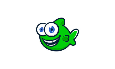 Creative Vector Illustration Logo Design. Fish Character Cartoon Mascot Design