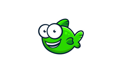 Creative Vector Illustration Logo Design. Fish Character Cartoon Mascot Design