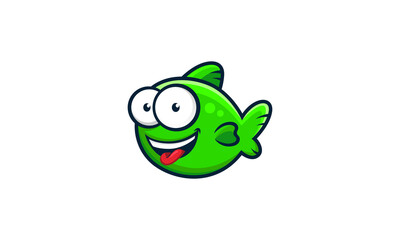 Creative Vector Illustration Logo Design. Fish Character Cartoon Mascot Design