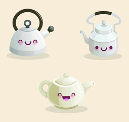 Teapot kawaii character cute element vector