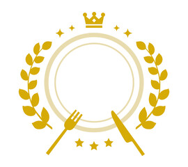 Simple gourmet ranking medal with laurel and crown