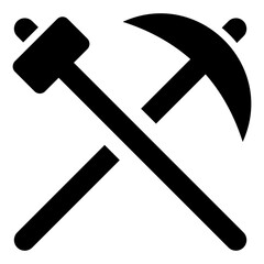 

Pickaxe and sledgehammer  together depicting ,mining tools 
