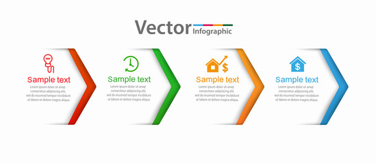 Infographic design template with 4 steps. Can be used for workflow layout, diagram, banner, web design