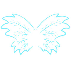 Fototapeta na wymiar two blue wings similar to butterfly wings or tree leaves