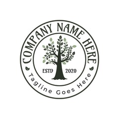 Tree Stamp Logo. Or Seal Maple Logo Design