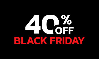 40 percent price off icon or label. Black Friday Sale banner. Discount badge design. Vector illustration.