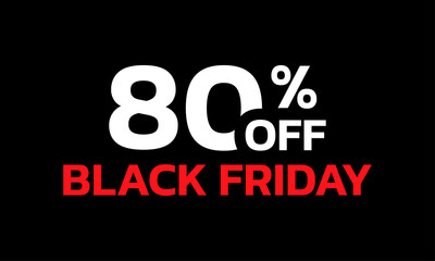 80 percent price off icon or label. Black Friday Sale banner. Discount badge design. Vector illustration.