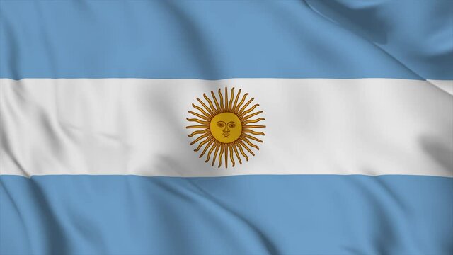 Waving flag. National flag of Argentina. Realistic 3D animation abstract illustration