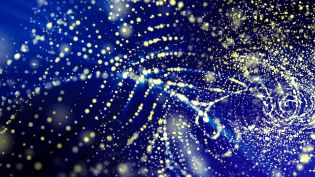 background of blue glowing particles. 3d render illustration © toomler