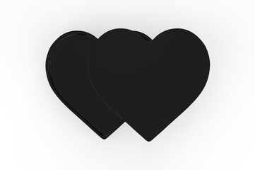 Black heart shaped cosmetic & gift box mock up template on isolated white background, ready for design presentation,3d illustration