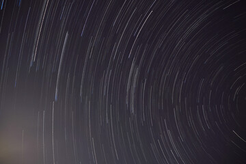 A circle of beautiful star trails