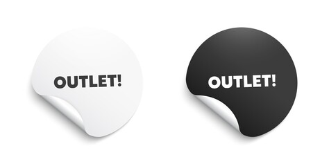 Outlet symbol. Round sticker with offer message. Special offer price sign. Advertising discounts. Circle sticker mockup banner. Outlet badge shape. Adhesive offer paper banner. Vector