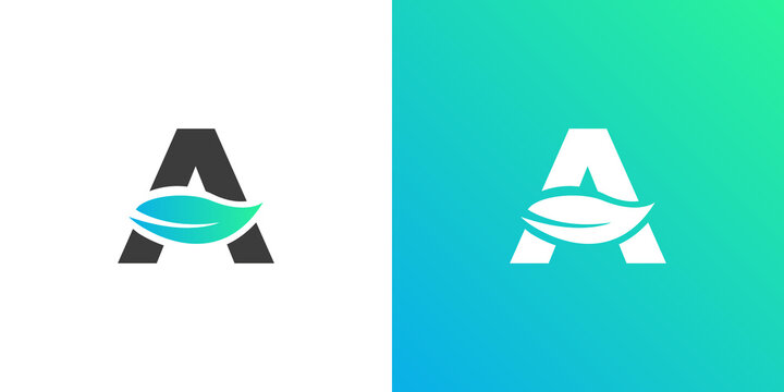 Letter A leaf logo design . Letter A with leaf concept . logo design