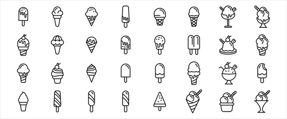 Simple Set of ice cream and dessert Related Vector icon graphic design. Contains such Icons as ice cream cone, pudding, creamy chocolate and more