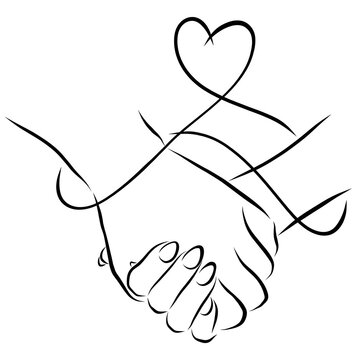recommend clip art: hand of man and woman tied with a thread of love
