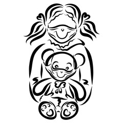 girl and teddy bear wearing funny medical masks