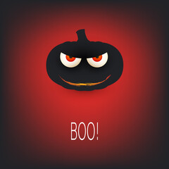 Halloween Greeting Card Design Template - Smiling Pumpkin Silhouette with Scary Eyes