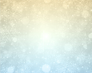 Christmas winter background magic snow sparkles lights and snowflakes with blank copy space vector illustration