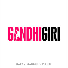 Fototapeta na wymiar GandhiGiri Typography - Happy Gandhi Jayanti Banner