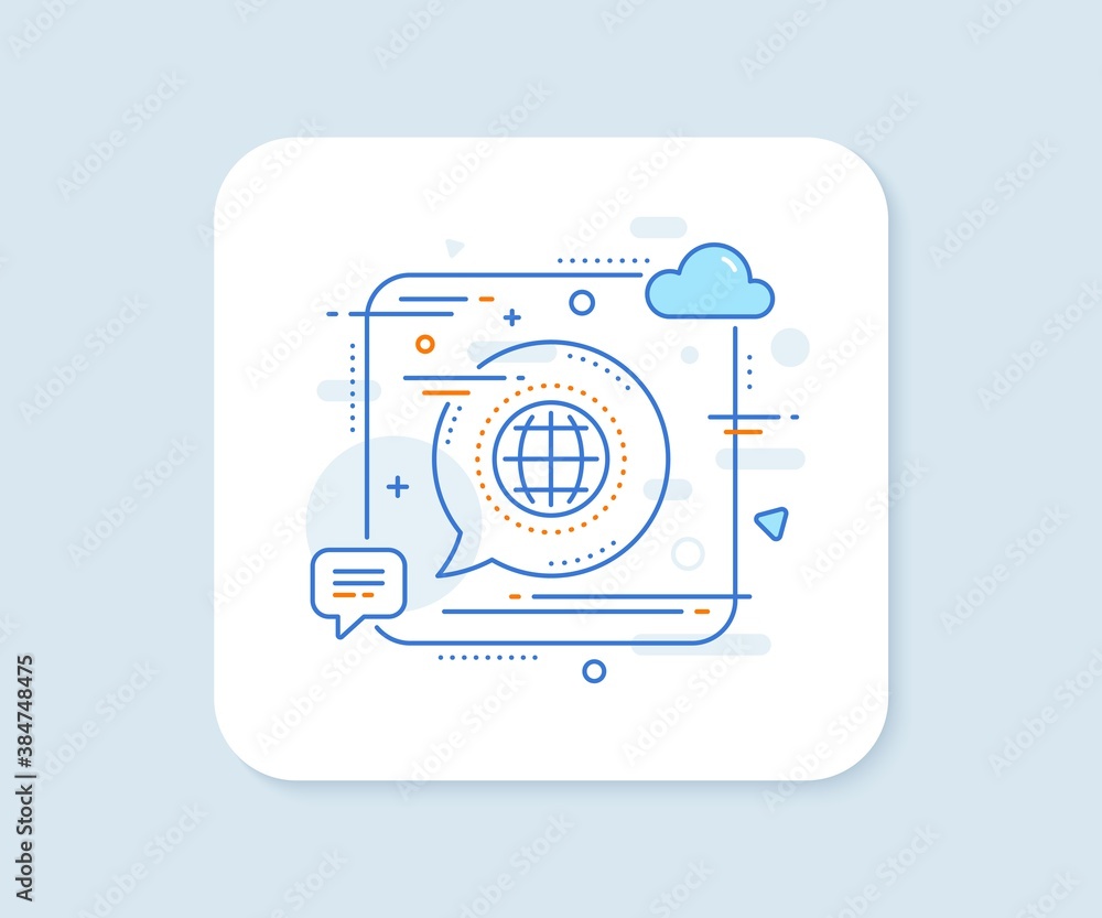 Poster globe line icon. abstract square vector button. world or earth sign. global internet symbol. globe l