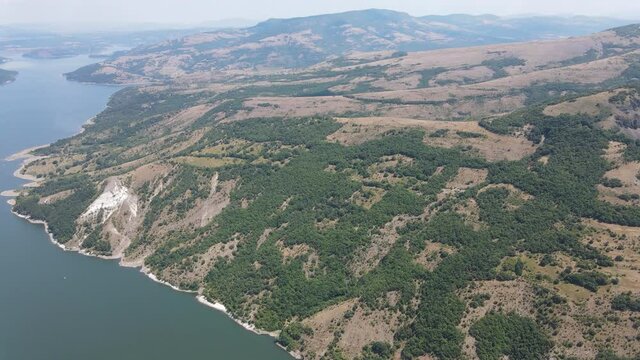 Aerial view of Studen Kladenets Reservoir, Kardzhali Region, Bulgaria
