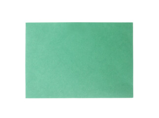 Green paper envelope isolated on white. Mail service