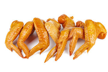 Smoked chicken wings isolated on white background