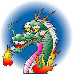 横向き半身の龍