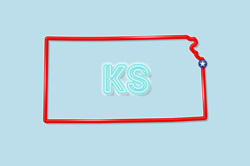 Kansas US state bold outline map. Vector illustration