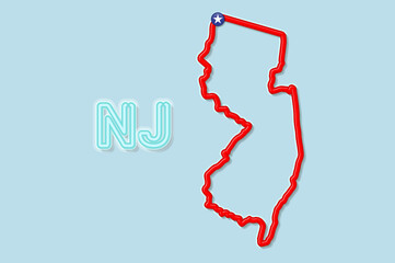 New Jersey US state bold outline map. Vector illustration
