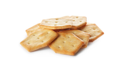 Crispy crackers isolated on white. Delicious snack