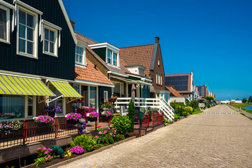 Fototapeta na wymiar row of dutch style houses in Volendam, Netherlands