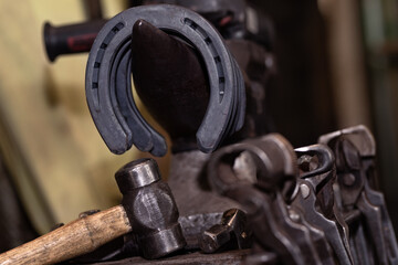 Tool for shoeing horses in a blacksmith shop