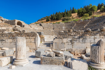 Ruins of Amphitheater (Coliseum) in ancient city Ephesus, Turkey