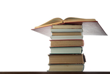 Stack of Books on the table with isolated background