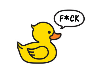 Yellow duck says a bad word in bubble