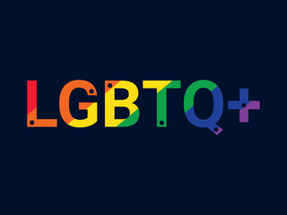  LGBTQ+ letters rainbow color vector