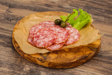 Spanish Salchichon sausage with salad