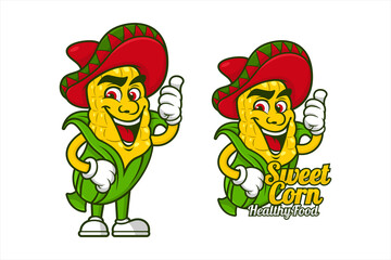Sweetcorn healthy food mascot vector design