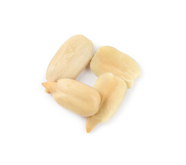Raw peeled sunflower seeds isolated on white