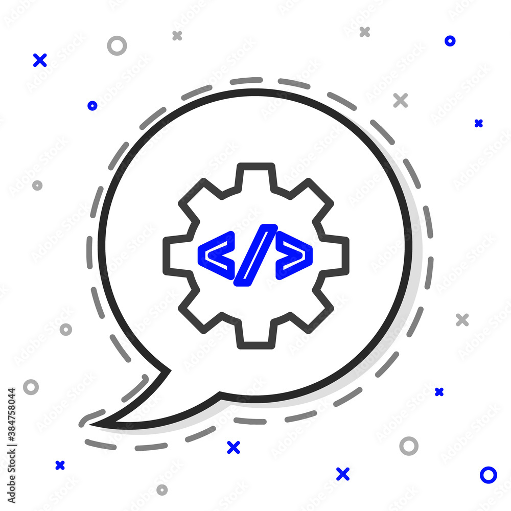 Wall mural line web design and front end development icon isolated on white background. colorful outline concep