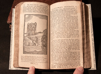 Bunyan's famous allegorical work 'Pilgrim's Progress' first printed in 1678. This edition printed...