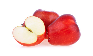 Fresh red apple isolated on white background,