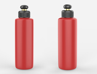 Cosmetic plastic bottle isolated on white background. Liquid container for gel, lotion, cream, shampoo, bath foam. Beauty product package. 3d illustration.