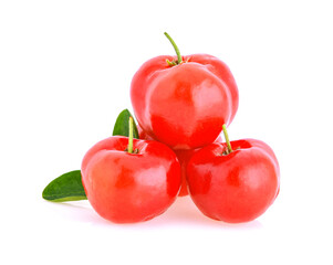 Obraz premium Barbados cherry,Ripe thai cherry on white background