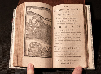 Bunyan's famous allegorical work 'Pilgrim's Progress' first printed in 1678. This edition printed...